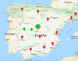 Mapa puntos de carga coches eléctricos España